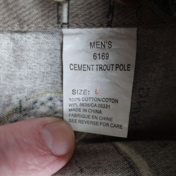 Woolrich Shirt Men L Brown Fishing Lure AOP Short Sleeve Button All Over Print - Picture 5 of 9